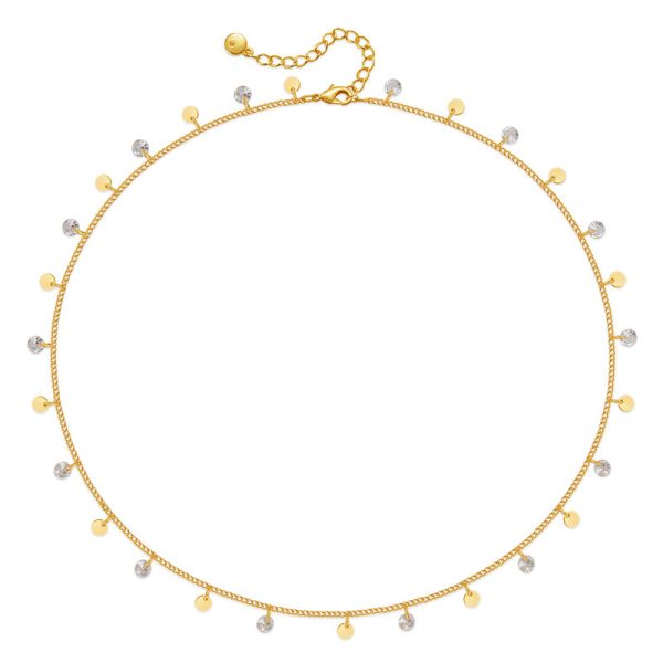 Micro-inlaid zircon exquisite clavicle chain copper plated 18K real gold chain ins style necklace