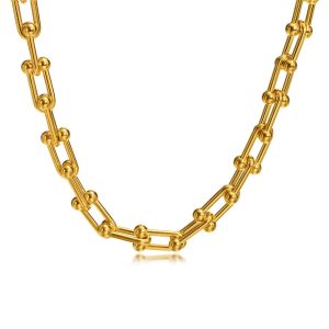 Stainless Steel U-Shaped Horseshoe Buckle Women's Simple Necklace