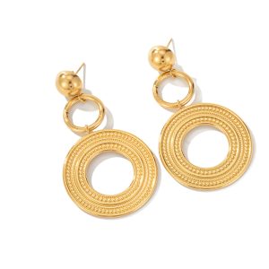 Exaggerated long hoop earrings titanium steel gold-plated earrings tassel women