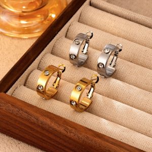 Fashionable titanium steel screw C-shaped earrings