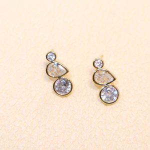 New stainless steel long gold teardrop zircon earrings for women