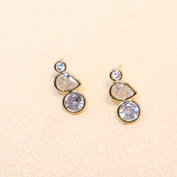 New stainless steel long gold teardrop zircon earrings for women
