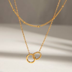 Stainless steel interlocking layered necklaces couple love necklace for girlfriend gift