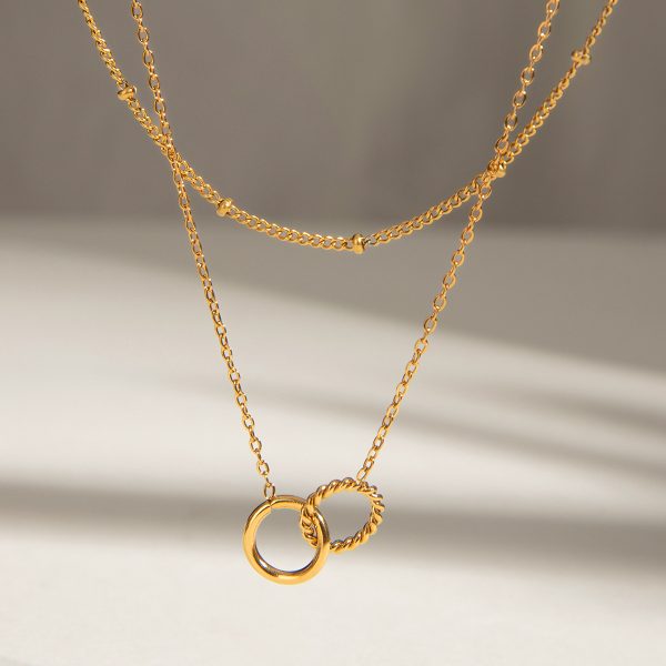 Stainless steel interlocking layered necklaces couple love necklace for girlfriend gift