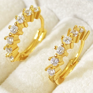 Micro-inlaid white zircon s925 silver needle trendy earrings