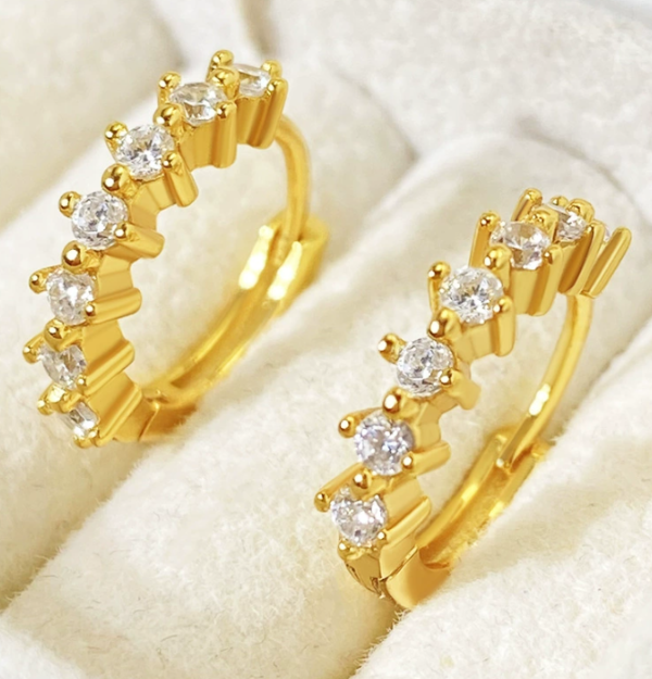 Micro-inlaid white zircon s925 silver needle trendy earrings