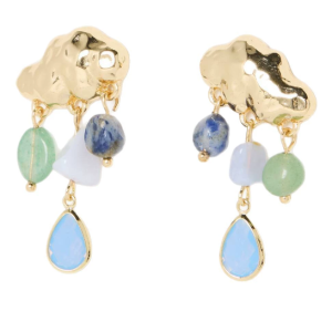 Fashion new stainless steel natural stone cloud earrings