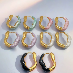 Enamel stainless steel hoop earrings