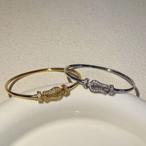 Paved Crystal Horsebit Bangle