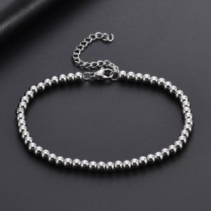 Dainty Gold Silver Beaded Chain Bracelet for Women, 18K Gold Plated Ball Chain Bracelet, Minimalist Everyday Jewelry for Stacking & Gifts