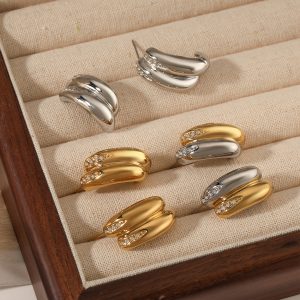 Sleek Curved Cuff Earrings