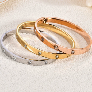 Paved Crystal Screw Detail Cuff Bracelet