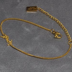 Wholesale 18K Gold Plated YSL Logo Bracelet, Saint Laurent Inspired Gold Chain Bracelet, Tarnish Free Stainless Steel Jewelry for Bulk Purchase